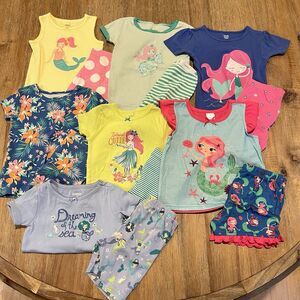 Carter's Gymboree Gap Mermaid Hawaii Pajamas Lot of 7 2-Pc Sets Girls Size 2T